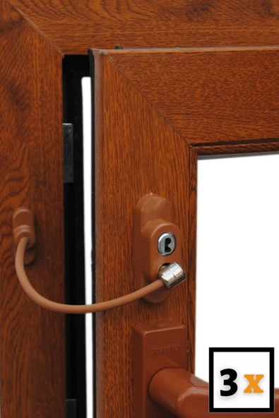 Viselia Açık Kahve Pencere Kilidi 3 Adet Halatlı Çocuk Güvenlik Emniyet Hırsız Kapı Bebek Kilidi