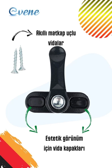 Evene Pimapen Kapı Kilidi Pimapen Pencere Kilidi Pencere Emniyet Kilidi Düğmeli Kilit 10 Adet Antrasit - Resim 4