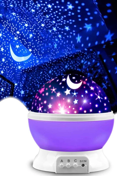 StarLightning Yıldızlı Gece Lambası Çocuk Masa Lambası Dekoratif Lamba Mor
