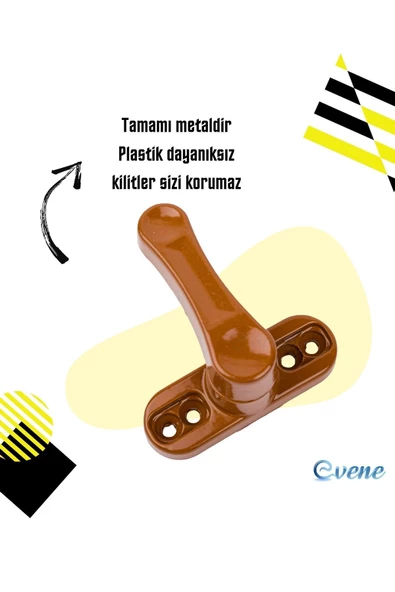 Evene Açık Kahverengi Pencere Emniyet Kilidi 8 Adet Çocuk Hırsız Kilidi Çekmeli Metal Kilit - Resim 8