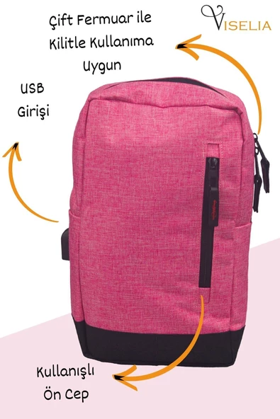 Viselia Göğüs Omuz Çantası Sırt Çantası Usb Girişli Su Geçirmez Çanta - 3