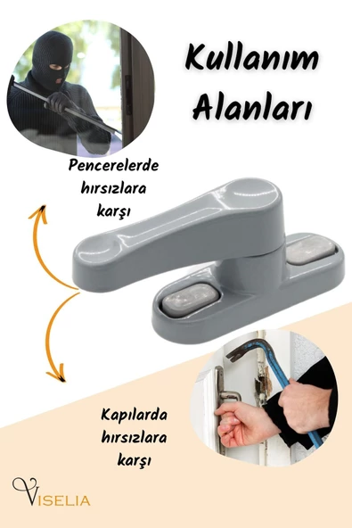 Viselia Pencere Kilidi Pimapen Kilidi Pencere Çocuk Kilidi Pencere Emniyet Kilidi Gri 10 Adet - Resim 7