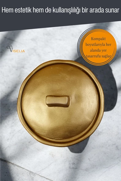 Viselia Takı Kutusu Takı Organizer Kapaklı Kutu Takı Düzenleyici Altın Renk Model 12 - 4