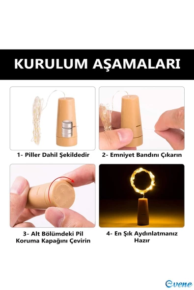 Evene Led Işık Led Şerit Peri Led Işık Dekoratif Aydınlatma Peri Led Mantar Led 2 Metre - 4