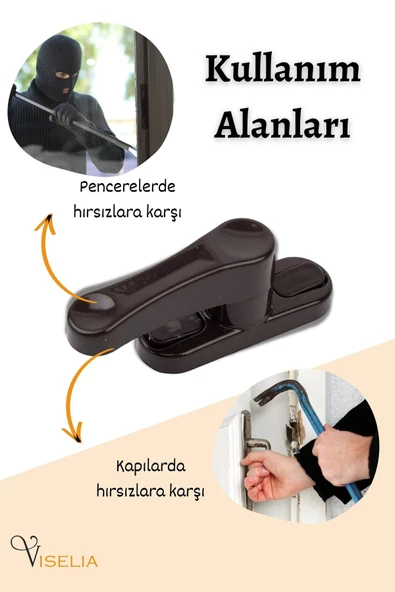 Viselia Pencere Kilidi Pimapen Kilidi Pencere Çocuk Kilidi Pencere Emniyet Kilidi Koyu Kahve 6 Adet - 7