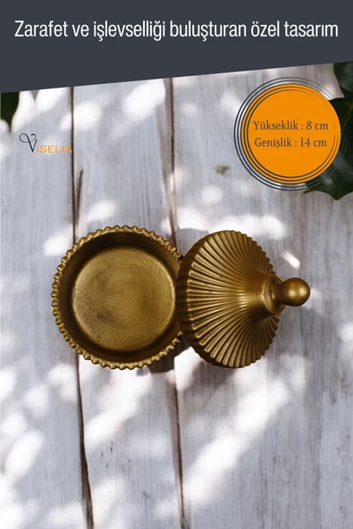 Viselia Takı Kutusu Takı Organizer Kapaklı Kutu Takı Düzenleyici Altın Eskitme Renk Model 10 - 2