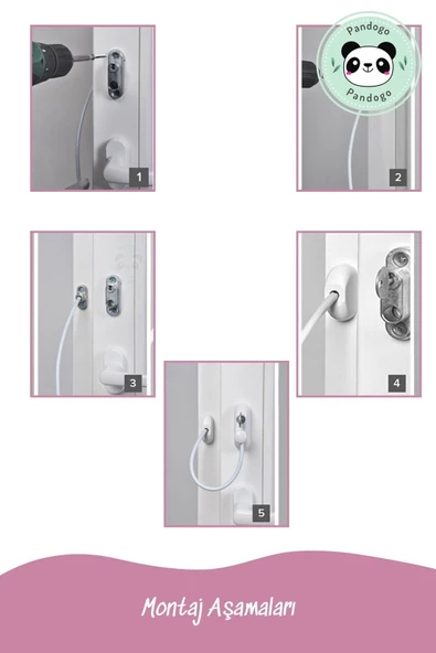Pandogo Pencere Kilidi 5 Adet Gri Kapı Ve Pencere Emniyet Aparatı Güvenlik Ürünü Kilit - Resim 5