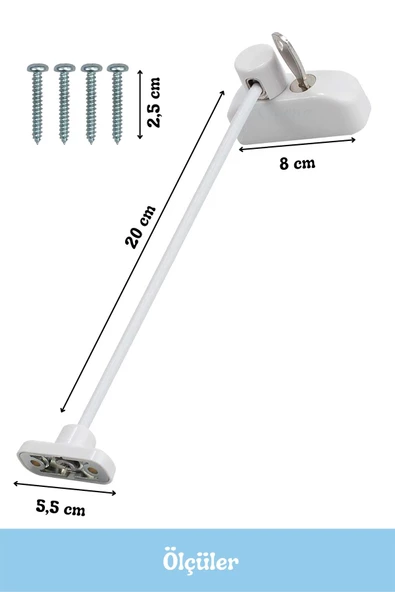 Evene Pencere Çocuk Kilit Pencere Kilidi Cam Kilidi Emniyet Çocuk Kilit Zincirli Kilit 6 Adet Gri - Resim 3