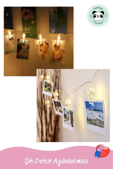 Pandogo Led Mandal Işık Mandal Led Fotoğraf Aydınlatması Led 1,5m 10 Adet Led Pilli - 2