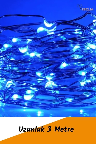 Viselia Peri Led Çok Amaçlı Dekoratif Aydınlatma 3 Metre Piller Dahil Şerit Parti Işığı Mavi Renk - 2
