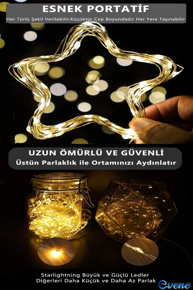 Evene Led Işık Led Şerit Peri Led Işık Dekoratif Aydınlatma Peri Led 5 Metre Gün Işığı - 4