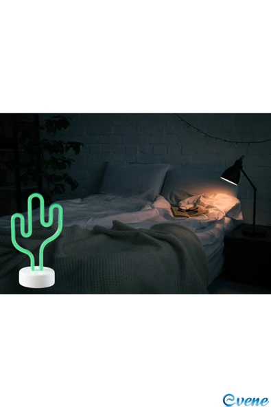Evene Gece Lambası Masa Lambası Kaktüs Neon Lamba Neon Gece Lamba Kaktüs - 7