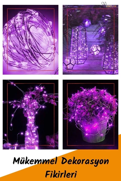 Viselia Peri Led Çok Amaçlı Dekoratif Aydınlatma 3 Metre Piller Dahil Şerit Parti Işığı Pembe Renk - 3