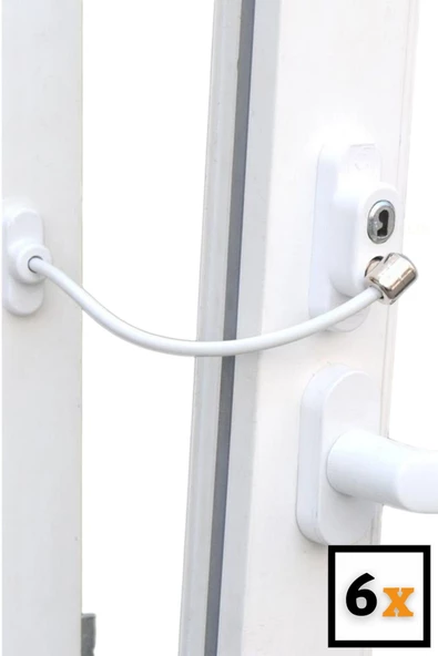 Viselia Beyaz Pencere Kilidi 6 Adet Halatlı Çocuk Güvenlik Emniyet Hırsız Pimapen Pvc Kapı Bebek Kilidi