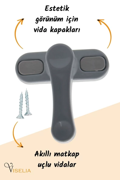 Viselia Pencere Kilidi Pimapen Kilidi Pencere Çocuk Kilidi Pencere Emniyet Kilidi Gri 10 Adet - Resim 4