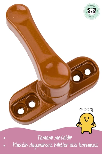 Pandogo Pencere Kilidi 3 Adet Çekmeli Kapı Ve Pencere Emniyet Aparatı Güvenlik Ürünü Kilit Açık Kahve - Resim 4