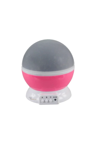 Star Master Starmaster Klc-03 3 X Kalem Pilli + 5 Volt Yıldız Yansıtmalı Küre Tip Gece Lambası 012-011 Pembe