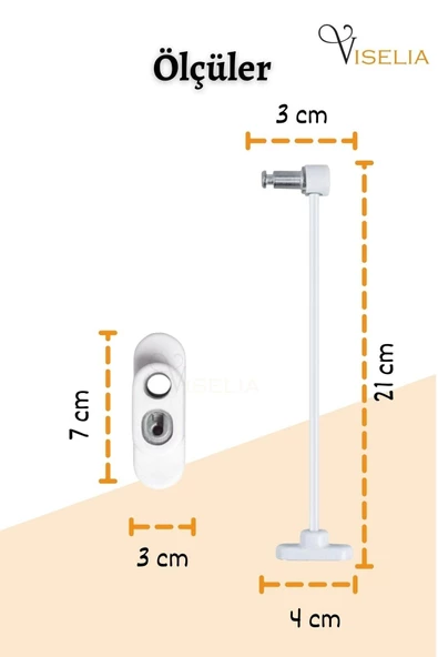 Viselia Açık Kahve Pencere Kilidi 3 Adet Halatlı Çocuk Güvenlik Emniyet Hırsız Kapı Bebek Kilidi - 3