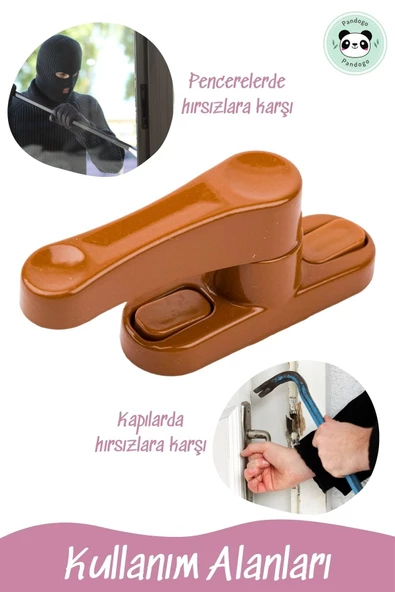 Pandogo Pencere Kilidi 3 Adet Çekmeli Kapı Ve Pencere Emniyet Aparatı Güvenlik Ürünü Kilit Açık Kahve - Resim 7