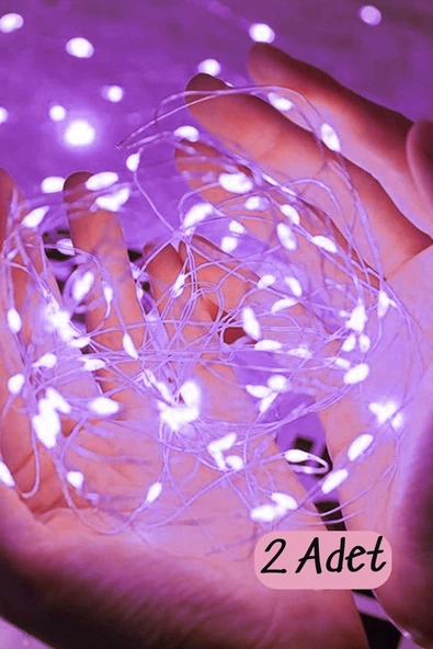Pandogo 3 Metre Peri Led Çok Amaçlı Dekoratif Aydınlatma Bakır Tel Mekan Parti Aydınlatma 2 Adet Mor