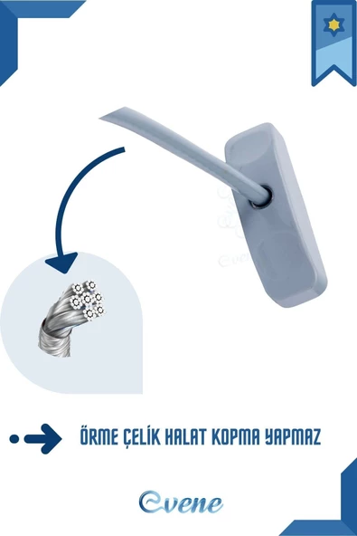 Evene Gri Pencere Kilidi 2 Adet Halatlı Çocuk Güvenlik Emniyet Hırsız Pimapen Pvc Kapı Bebek Kilit - 7