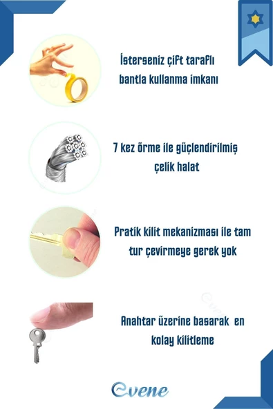 Evene Gri Pencere Kilidi 4 Adet Halatlı Çocuk Güvenlik Emniyet Hırsız Pimapen Pvc Kapı Bebek Kilit - 4