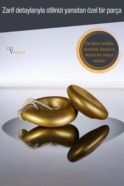 Viselia Takı Kutusu Takı Organizer Kapaklı Kutu Takı Düzenleyici Altın Eskitme Renk Model 2 - 5
