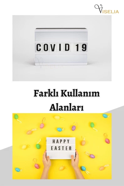 Viselia Masa Lambası Lightbox A5 Led Işık Işıklı Mesaj Panosu 60 Harf Light Box Pano - 7