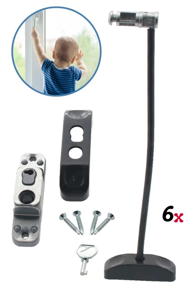Evene Pencere Çocuk Kilit Pencere Kilidi Cam Kilidi Emniyet Çocuk Kilit Zincirli Kilit 6 Adet Antrasit ürün görseli 1