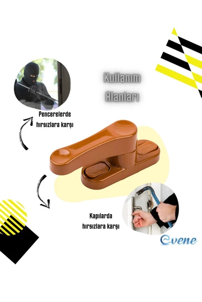 Evene Pimapen Kapı Kilidi Pimapen Pencere Kilidi Pencere Emniyet Kilidi Mandallı Kilit 8 Adet Kahve - Resim 7