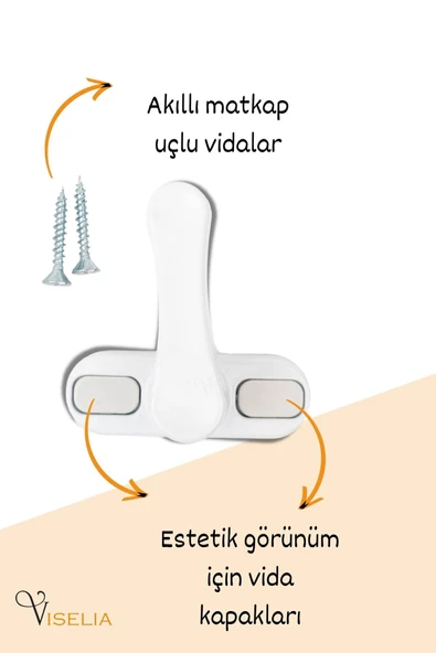 Viselia Pencere Kilidi Pimapen Kilidi Pencere Çocuk Kilidi Pencere Emniyet Kilidi Beyaz 6 Adet - 4