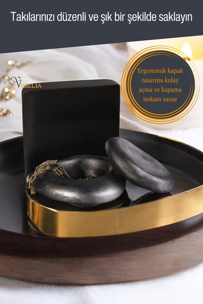 Viselia Takı Kutusu Takı Organizer Kapaklı Kutu Takı Düzenleyici Gümüş Eskitme Renk Model 2 - 3