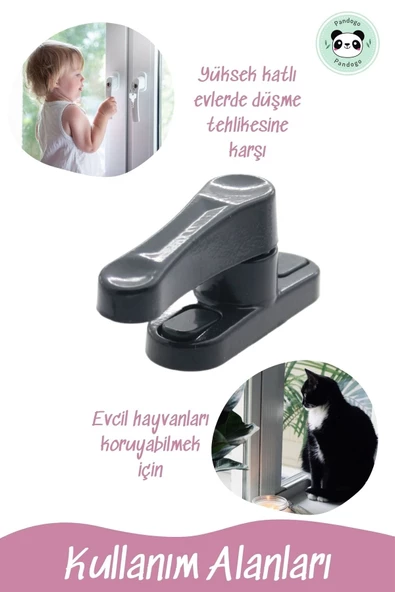 Pandogo Pencere Kilidi 5 Adet Kapı Ve Pencere Emniyet Aparatı Güvenlik Ürünü Kilit Antrasit - Resim 8