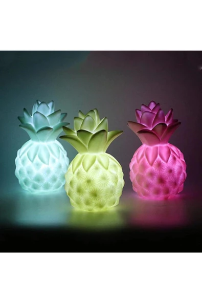 Evene Ananas Hediyelik Lamba Led Işıklı Dekoratif Gece Bebek Çocuk Odası Masa Lambası - 2