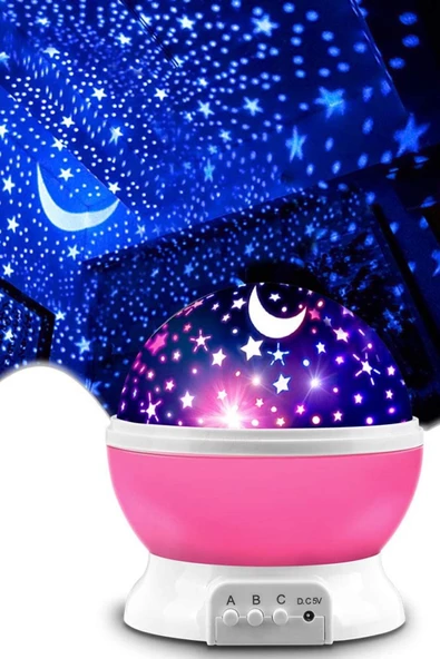 StarLightning Yıldızlı Gece Lambası Çocuk Masa Lambası Dekoratif Lamba Pembe