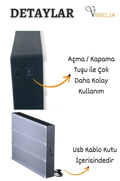 Viselia Masa Lambası Lightbox A5 Led Işık Işıklı Mesaj Panosu 60 Harf Light Box Pano - 4