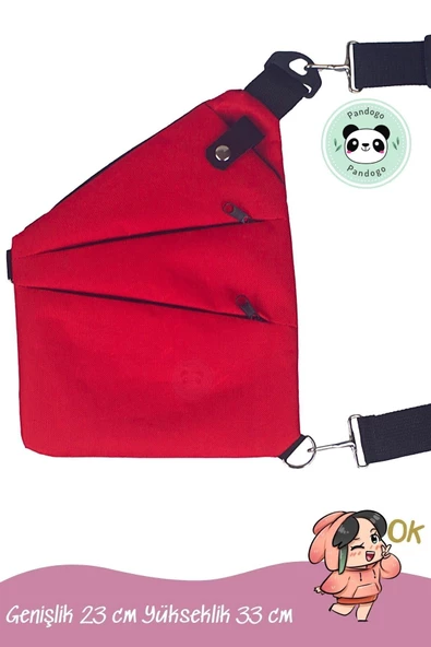 Pandogo Çapraz Çanta Kırmızı Omuz Çantası 3 Cepli - 2