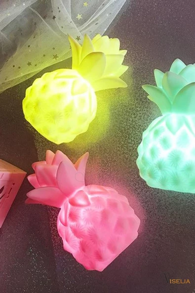 Viselia Pembe Ananas Gece Lamba Pilli Projeksiyon Masa Lamba Ananas Led Lamba - 5