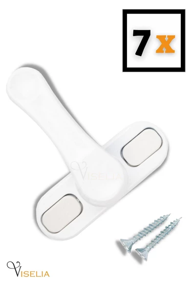 Viselia Beyaz Pencere Emniyet Kilidi Çocuk Hırsız Kilidi Çekmeli Pvc 7 Adet ürün görseli 1