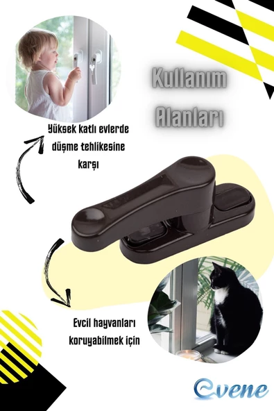 Evene Koyu Kahverengi Pencere Emniyet Kilidi Çocuk Hırsız Kilidi Çekmeli Metal Kilit - Resim 8
