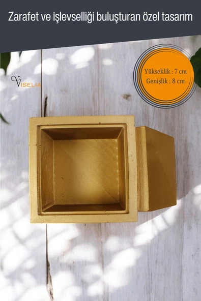 Viselia Takı Kutusu Takı Organizer Kapaklı Kutu Takı Düzenleyici Altın Renk Model 13 - 2