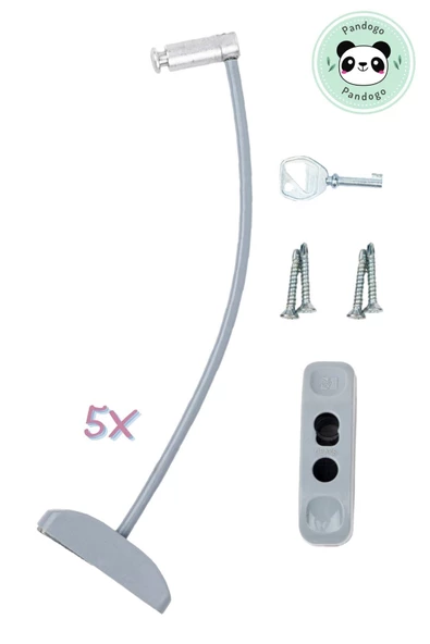 Pandogo Pencere Kilidi 5 Adet Gri Kapı Ve Pencere Emniyet Aparatı Güvenlik Ürünü Kilit ürün görseli 1