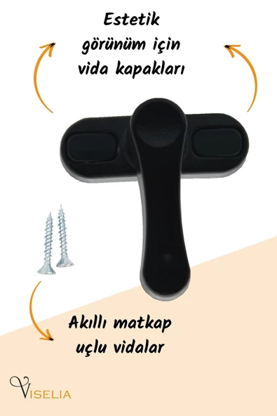 Viselia Pencere Kilidi Pimapen Kilidi Pencere Çocuk Kilidi Pencere Emniyet Kilidi Siyah 7 Adet - 4