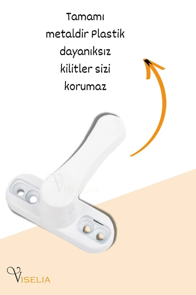 Viselia Beyaz Pencere Emniyet Kilidi Çocuk Hırsız Kilidi Çekmeli Pvc 7 Adet - Resim 3