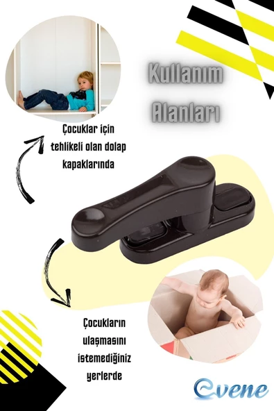 Evene Koyu Kahverengi Pencere Emniyet Kilidi Çocuk Hırsız Kilidi Çekmeli Metal Kilit - Resim 6