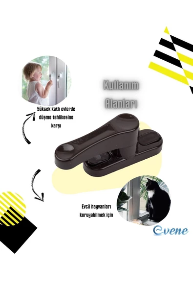 Evene Koyu Kahverengi Pencere Emniyet Kilidi 2 Adet Çocuk Hırsız Kilidi Çekmeli Metal Kilit - Resim 3