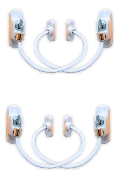 Viselia Anahtarlı Çelik Halatlı Pencere Çocuk Kilidi Çocuk Emniyet Kilidi 4 Adet Beyaz ürün görseli 1