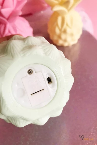 Viselia Pembe Ananas Gece Lamba Pilli Projeksiyon Masa Lamba Ananas Led Lamba - 7