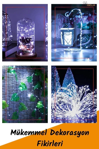 Viselia Peri Led Çok Amaçlı Dekoratif Aydınlatma 3 Metre Piller Dahil Şerit Parti Işığı Beyaz Renk - 3