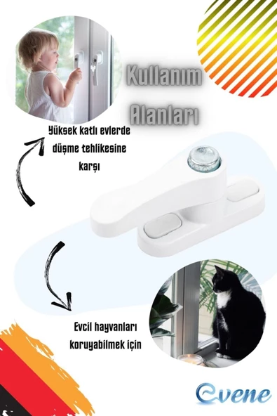 Evene Beyaz Pencere Kilidi 2 Adet Düğmeli Çocuk Güvenlik Emniyet Hırsız Pimapen Pvc Kapı Bebek Kilidi - 8